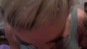 I give a sloppy blowjob to him and he gives me another pearl necklace…
