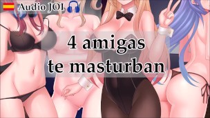 JOI Hentai – 4 amigas te masturban en una fiesta.