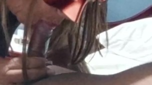 Mature MILF and 20-year-old girl sucking cock