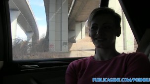 PublicAgent Short haired women fucks stranger for cash in his car